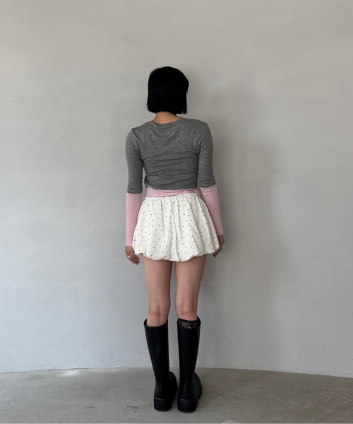 MARS リボン柄 バルーンシルエット ミニスカート DAY CLOSET スカート レディース ゆるかわシルエットリボン