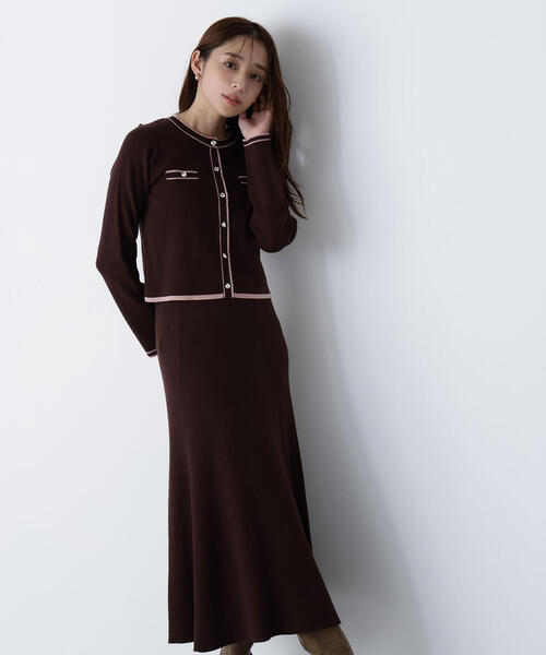 NATURAL BEAUTY BASIC（ナチュラルビューティーベーシック）の「◇バイカラーニットカーデ＆スカート（ワンピース・レディース・ベージュ系その他/グレー系その他/ブラウン系その他・MEDIUM/P/S）」の19枚目の写真