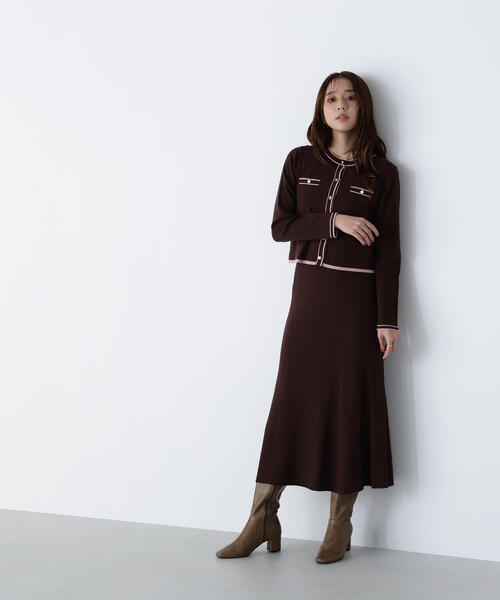 NATURAL BEAUTY BASIC（ナチュラルビューティーベーシック）の「◇バイカラーニットカーデ＆スカート（ワンピース・レディース・ベージュ系その他/グレー系その他/ブラウン系その他・MEDIUM/P/S）」の16枚目の写真