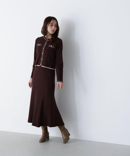 NATURAL BEAUTY BASIC（ナチュラルビューティーベーシック）の「◇バイカラーニットカーデ＆スカート（ワンピース・レディース・ベージュ系その他/グレー系その他/ブラウン系その他・MEDIUM/P/S）」の14枚目の写真
