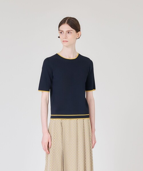 Paul Stuart(ポールスチュアート)の「【ウォッシャブル】アセテートストレッチ プルオーバー(Tシャツ/カットソー・レディース・グレー系その他2/ネイビー/ホワイト系その他・6)」の1枚目の写真