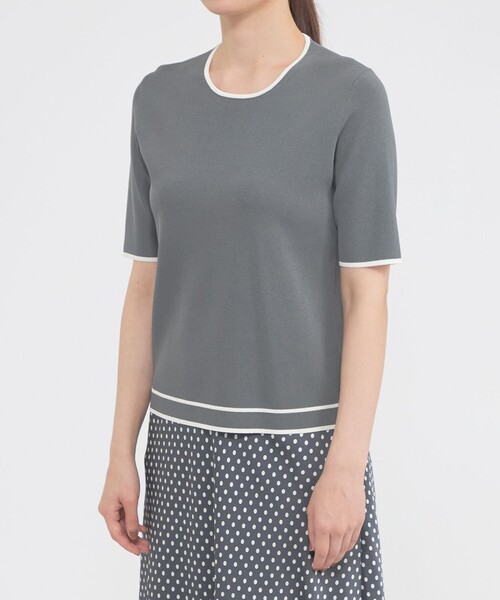 Paul Stuart(ポールスチュアート)の「【ウォッシャブル】アセテートストレッチ プルオーバー(Tシャツ/カットソー・レディース・グレー系その他2/ネイビー/ホワイト系その他・6)」の9枚目の写真