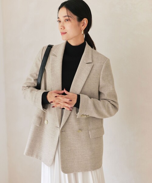 green label relaxing（グリーンレーベルリラクシング）の「［size SHORTあり］スラブ ダブル ジャケット（テーラードジャケット・レディース・ナチュラル/ダークブラウン/ネイビー・40/38/36/SHORT）」の12枚目の写真