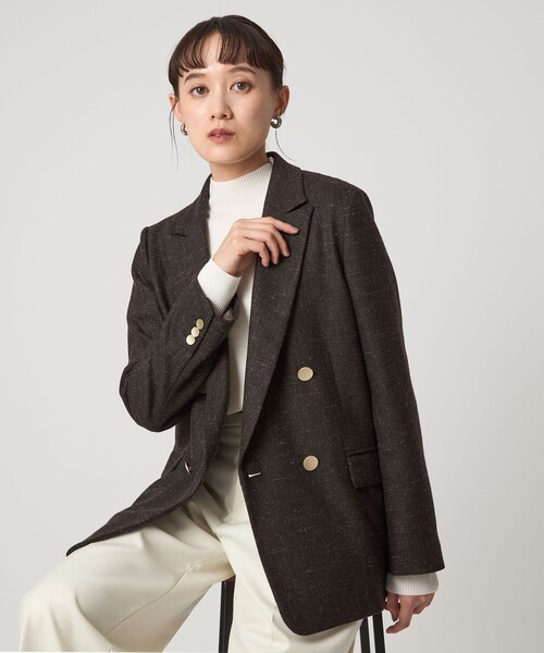 green label relaxing（グリーンレーベルリラクシング）の「［size SHORTあり］スラブ ダブル ジャケット（テーラードジャケット・レディース・ナチュラル/ダークブラウン/ネイビー・40/38/36/SHORT）」の16枚目の写真