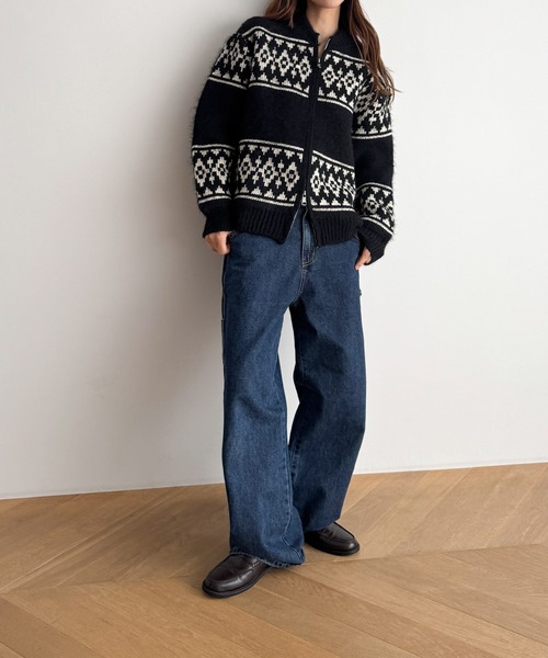 CANAL JEAN（キャナルジーン）の「El mar　ノルディックジップカーディガン（カーディガン/ボレロ・レディース・ホワイト/ブラック・ONE SIZE）」の5枚目の写真