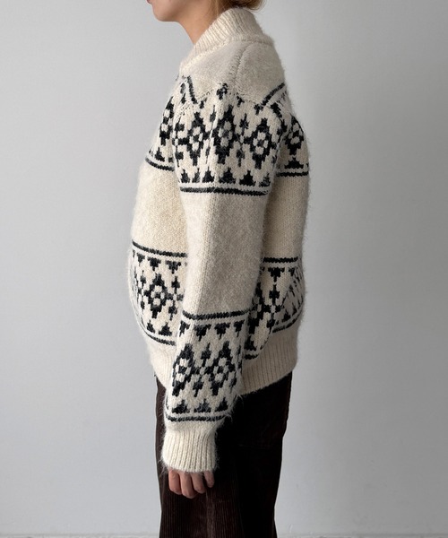 CANAL JEAN（キャナルジーン）の「El mar　ノルディックジップカーディガン（カーディガン/ボレロ・レディース・ホワイト/ブラック・ONE SIZE）」の7枚目の写真