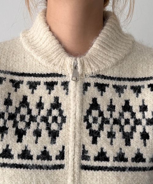 CANAL JEAN（キャナルジーン）の「El mar　ノルディックジップカーディガン（カーディガン/ボレロ・レディース・ホワイト/ブラック・ONE SIZE）」の9枚目の写真