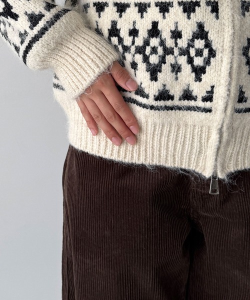 CANAL JEAN（キャナルジーン）の「El mar　ノルディックジップカーディガン（カーディガン/ボレロ・レディース・ホワイト/ブラック・ONE SIZE）」の10枚目の写真