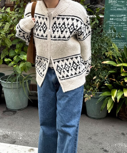 CANAL JEAN（キャナルジーン）の「El mar　ノルディックジップカーディガン（カーディガン/ボレロ・レディース・ホワイト/ブラック・ONE SIZE）」の11枚目の写真