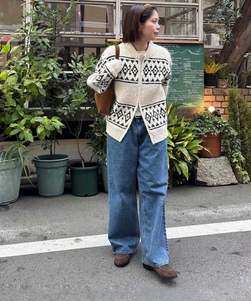 CANAL JEAN（キャナルジーン）の「El mar　ノルディックジップカーディガン（カーディガン/ボレロ・レディース・ホワイト/ブラック・ONE SIZE）」の14枚目の写真