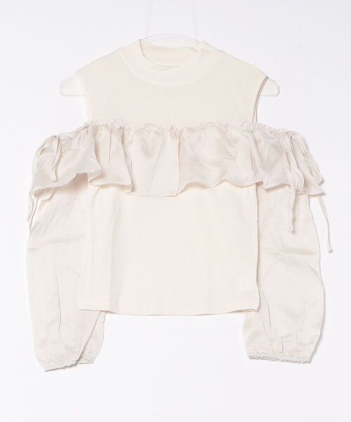 Lace Ladies(レースレディース)の「オープンショルダー リブ ハイネック フリル トップス(Tシャツ/カットソー・レディース・アイボリー/ブラック・FREE)」の10枚目の写真