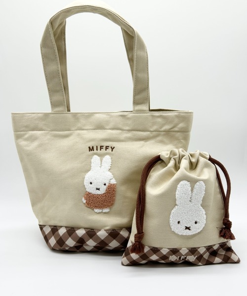 Miffy( ミッフィー)の「miffy/ミッフィー ダイアゴナルチェックシリーズ ミニトートバッグ(トートバッグ・レディース・グレー/ベージュ・ONE SIZE)」の17枚目の写真
