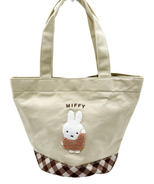Miffy( ミッフィー)の「miffy/ミッフィー ダイアゴナルチェックシリーズ ミニトートバッグ(トートバッグ・レディース・グレー/ベージュ・ONE SIZE)」の7枚目の写真