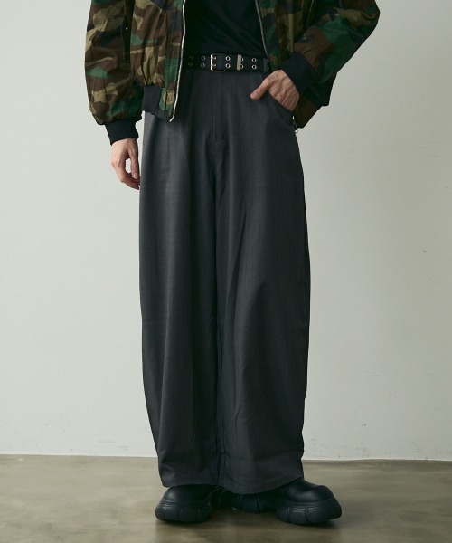 セール】No-Center-Pleat Wide Slacks / ノンセンタープレスワイド