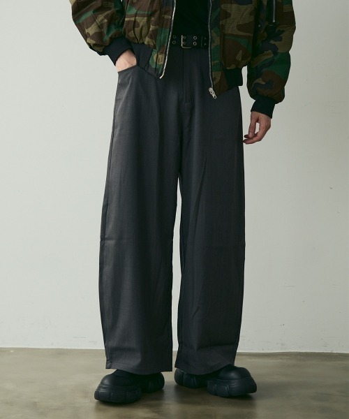 Shoowtime(ショウタイム)の「No-Center-Pleat Wide Slacks / ノンセンタープレスワイドスラックス(スラックス・メンズ・チャコールグレー/ブラック・LARGE/MEDIUM/X-LARGE)」の6枚目の写真
