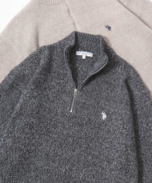 U.S. POLO ASSN.（ユーエスポロアッスン）の「U.S. POLO ASSN./ユーエスポロアッスン オーバーサイズ メランジニット ロゴ ワンポイント刺繍 ハーフジップ セーター/レディース メンズ（ニット/セーター）」