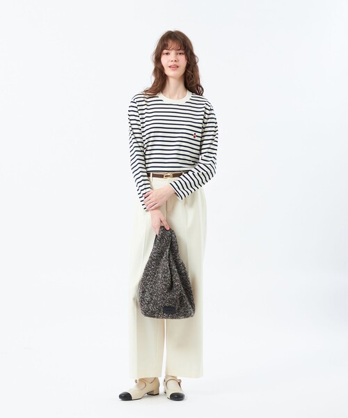 MACKINTOSH PHILOSOPHY（ﾏｯｷﾝﾄｯｼｭ ﾌｨﾛｿﾌｨｰ）の「バッキンガムベア ボーダーポケットロンT（Tシャツ/カットソー・レディース・オフホワイト/ライトブルー/ダークネイビー/ピンク系その他3・38）」の5枚目の写真