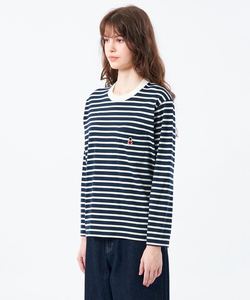 MACKINTOSH PHILOSOPHY（ﾏｯｷﾝﾄｯｼｭ ﾌｨﾛｿﾌｨｰ）の「バッキンガムベア ボーダーポケットロンT（Tシャツ/カットソー・レディース・オフホワイト/ライトブルー/ダークネイビー/ピンク系その他3・38）」の10枚目の写真