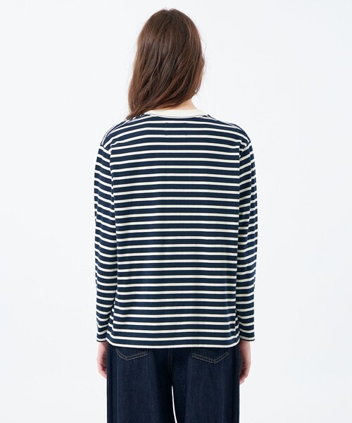 MACKINTOSH PHILOSOPHY（ﾏｯｷﾝﾄｯｼｭ ﾌｨﾛｿﾌｨｰ）の「バッキンガムベア ボーダーポケットロンT（Tシャツ/カットソー・レディース・オフホワイト/ライトブルー/ダークネイビー/ピンク系その他3・38）」の11枚目の写真