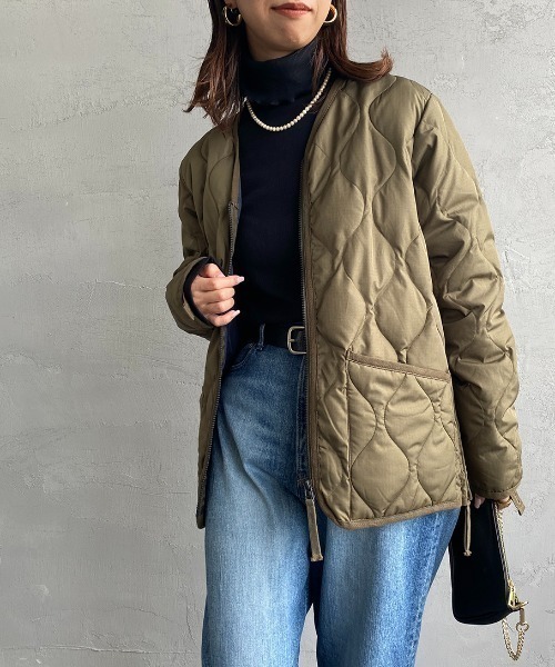 WEB限定】[TAION/タイオン] MILITARY Vネック キルティング