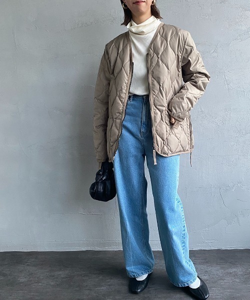 TAION（タイオン）の「【WEB限定】[TAION/タイオン] MILITARY Vネック キルティングダウンジャケット（ダウンジャケット/コート・レディース・ブラック/オリーブ/モカ・XL/L/M）」の7枚目の写真