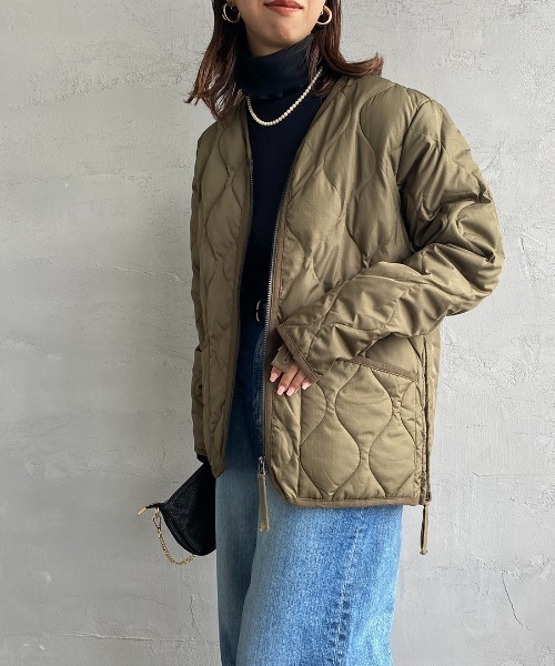 WEB限定】[TAION/タイオン] MILITARY Vネック キルティング