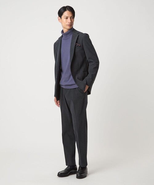 green label relaxing（グリーンレーベルリラクシング）の「Super 120’s ハイゲージ タートルネック ニット（ニット/セーター・メンズ・グレー/ブラック/ダークブラウン/パープル・S/M/L/XL）」の7枚目の写真