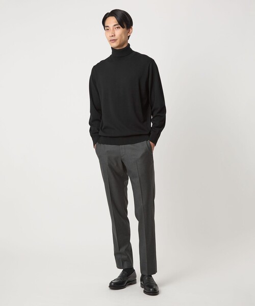 green label relaxing（グリーンレーベルリラクシング）の「Super 120’s ハイゲージ タートルネック ニット（ニット/セーター・メンズ・グレー/ブラック/ダークブラウン/パープル・S/M/L/XL）」の8枚目の写真