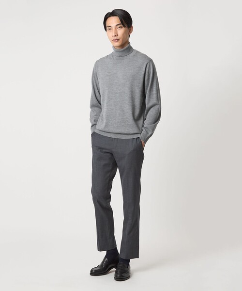 green label relaxing（グリーンレーベルリラクシング）の「Super 120’s ハイゲージ タートルネック ニット（ニット/セーター・メンズ・グレー/ブラック/ダークブラウン/パープル・S/M/L/XL）」の13枚目の写真