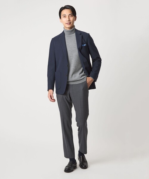 green label relaxing（グリーンレーベルリラクシング）の「Super 120’s ハイゲージ タートルネック ニット（ニット/セーター・メンズ・グレー/ブラック/ダークブラウン/パープル・S/M/L/XL）」の15枚目の写真