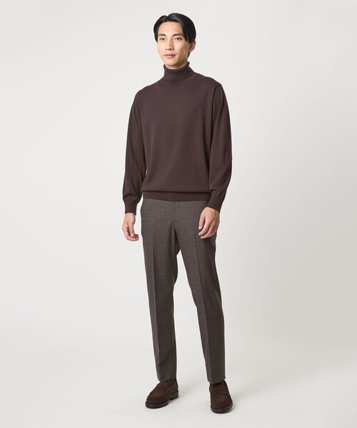 green label relaxing（グリーンレーベルリラクシング）の「Super 120’s ハイゲージ タートルネック ニット（ニット/セーター・メンズ・グレー/ブラック/ダークブラウン/パープル・S/M/L/XL）」の16枚目の写真