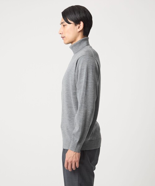 green label relaxing（グリーンレーベルリラクシング）の「Super 120’s ハイゲージ タートルネック ニット（ニット/セーター・メンズ・グレー/ブラック/ダークブラウン/パープル・S/M/L/XL）」の20枚目の写真