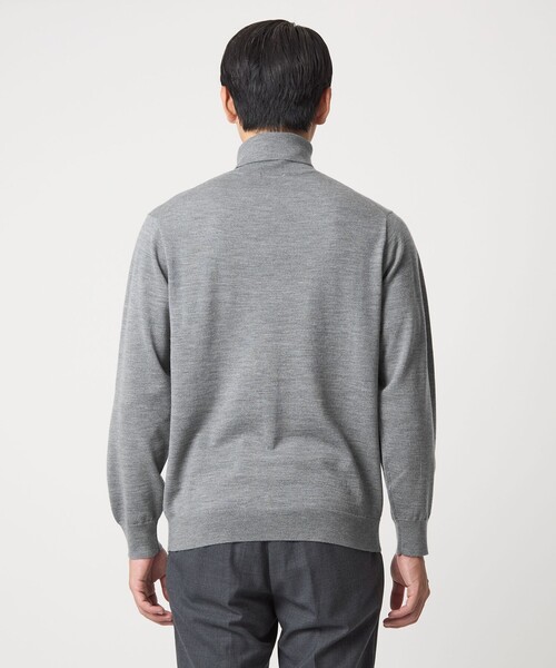 green label relaxing（グリーンレーベルリラクシング）の「Super 120’s ハイゲージ タートルネック ニット（ニット/セーター・メンズ・グレー/ブラック/ダークブラウン/パープル・S/M/L/XL）」の21枚目の写真