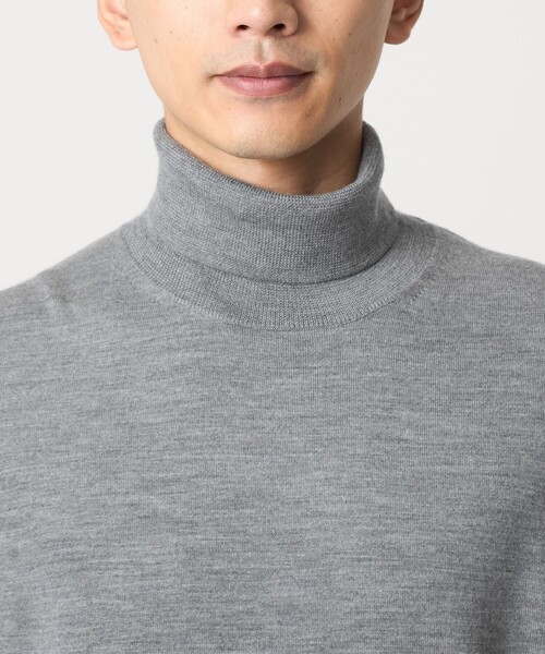 green label relaxing（グリーンレーベルリラクシング）の「Super 120’s ハイゲージ タートルネック ニット（ニット/セーター・メンズ・グレー/ブラック/ダークブラウン/パープル・S/M/L/XL）」の22枚目の写真