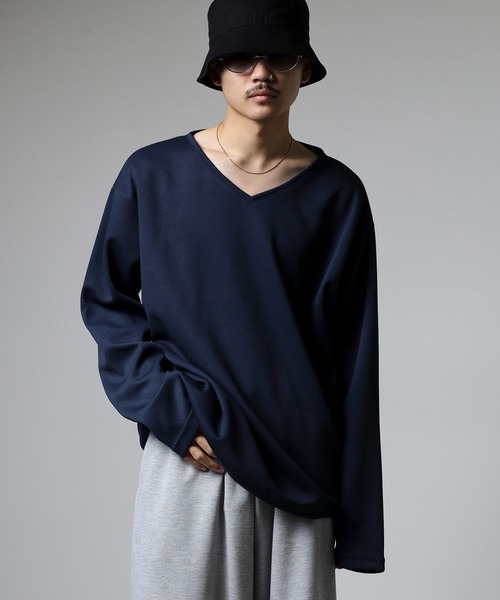 revertical（リバーティカル）の「裾ドローコード付きVネックT（Tシャツ/カットソー・メンズ・チャコール/ブラック/ブルー/ホワイト/ネイビー・L/M）」の4枚目の写真