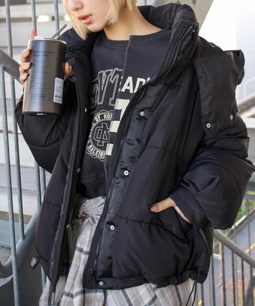 SpRay（スプレイ）の「フード取り外しエコダウン（ダウンジャケット/コート・レディース・オフホワイト/ブラック・FREE）」の3枚目の写真