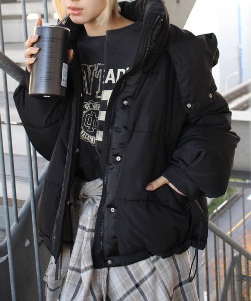 SpRay（スプレイ）の「フード取り外しエコダウン（ダウンジャケット/コート・レディース・オフホワイト/ブラック・FREE）」の4枚目の写真