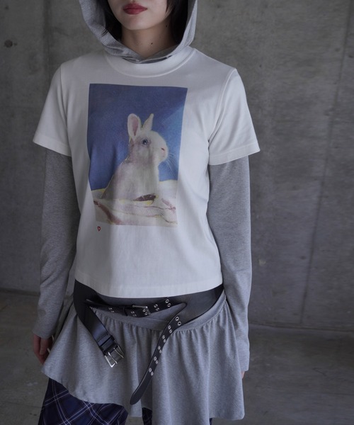 G.V.G.V.（ジーヴィージーヴィー）の「SKY BLUE IN RABBIT TEE（Tシャツ/カットソー・レディース・ホワイト・M/S）」の13枚目の写真