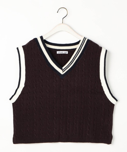 NICOLE CLUB（ニコル クラブ）の「ケーブル編みチルデンベスト（ベスト