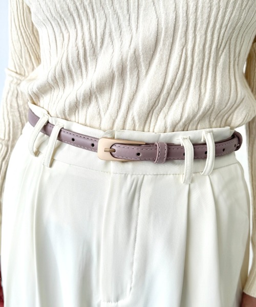 LOVALOT（ラバロット）の「フェイクレザーシンプル細ベルト（ベルト・レディース・ブラック/ダークブラウン/パープル/ベージュ・FREE）」の4枚目の写真