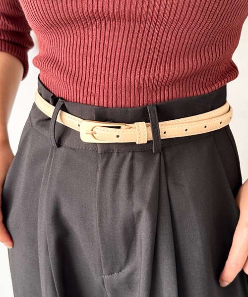 LOVALOT（ラバロット）の「フェイクレザーシンプル細ベルト（ベルト・レディース・ブラック/ダークブラウン/パープル/ベージュ・FREE）」の12枚目の写真