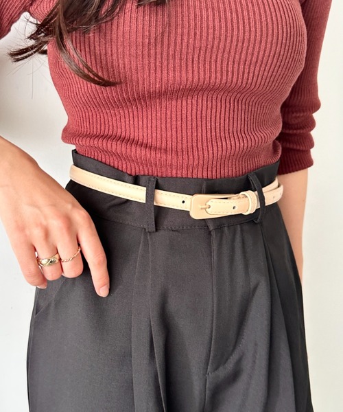 LOVALOT（ラバロット）の「フェイクレザーシンプル細ベルト（ベルト・レディース・ブラック/ダークブラウン/パープル/ベージュ・FREE）」の13枚目の写真