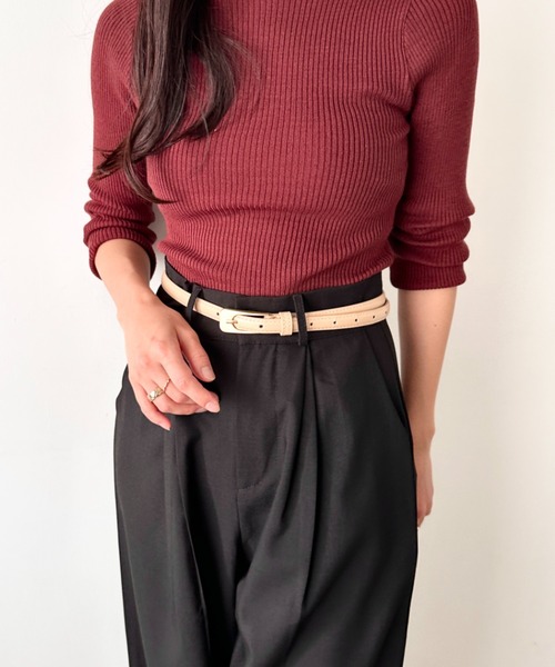 LOVALOT（ラバロット）の「フェイクレザーシンプル細ベルト（ベルト・レディース・ブラック/ダークブラウン/パープル/ベージュ・FREE）」の14枚目の写真