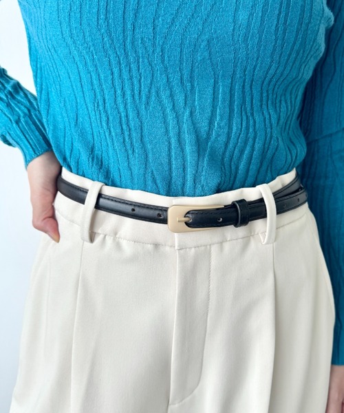 LOVALOT（ラバロット）の「フェイクレザーシンプル細ベルト（ベルト・レディース・ブラック/ダークブラウン/パープル/ベージュ・FREE）」の5枚目の写真