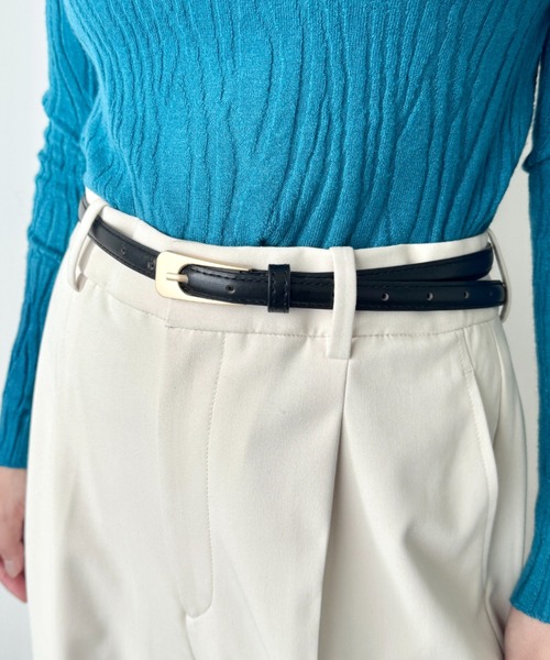 LOVALOT（ラバロット）の「フェイクレザーシンプル細ベルト（ベルト・レディース・ブラック/ダークブラウン/パープル/ベージュ・FREE）」の6枚目の写真