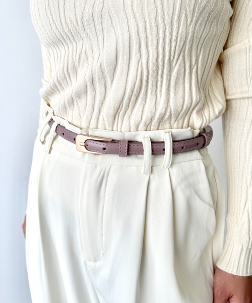 LOVALOT（ラバロット）の「フェイクレザーシンプル細ベルト（ベルト・レディース・ブラック/ダークブラウン/パープル/ベージュ・FREE）」の16枚目の写真
