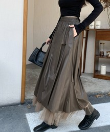 スカート（グリーン・カーキ/緑色系・合成皮革/人工皮革