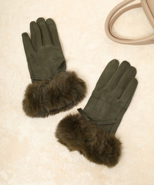 FUNALIVE（ファンアライブ）の「カラフルリボンシャムード手袋（手袋・レディース・サックスブルー/カーキ/ワイン/ブラック/マスタード/オレンジ/モカ/マジェンタ/グレー/ピンク/ブラウン/パープル/ベージュ・FREE）」の6枚目の写真