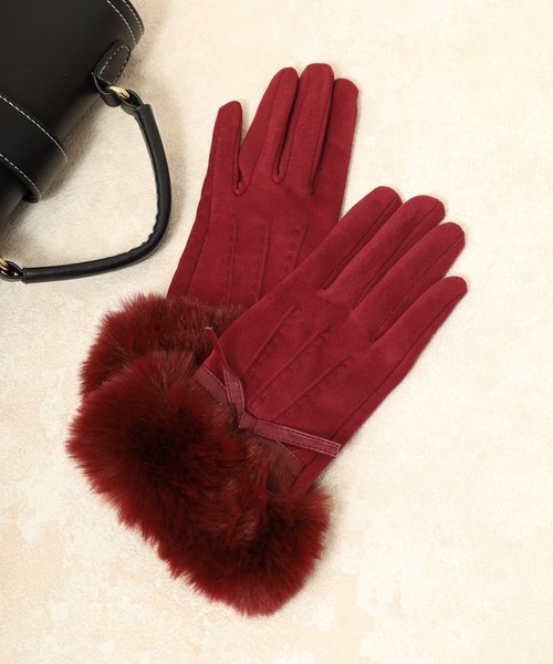 FUNALIVE（ファンアライブ）の「カラフルリボンシャムード手袋（手袋・レディース・サックスブルー/カーキ/ワイン/ブラック/マスタード/オレンジ/モカ/マジェンタ/グレー/ピンク/ブラウン/パープル/ベージュ・FREE）」の12枚目の写真