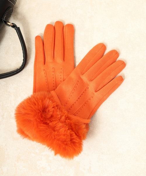 FUNALIVE（ファンアライブ）の「カラフルリボンシャムード手袋（手袋・レディース・サックスブルー/カーキ/ワイン/ブラック/マスタード/オレンジ/モカ/マジェンタ/グレー/ピンク/ブラウン/パープル/ベージュ・FREE）」の13枚目の写真